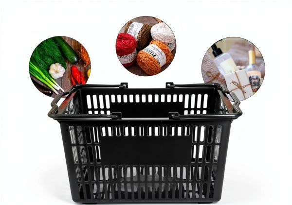 Healifty Plastic Shopping Basket Dark Grey 39x29x20 cm Retail Basket-6