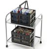 Zopnny Foldable Plastic Grocery Basket Set 2 Pieces 13.78x10.63x7.48-4