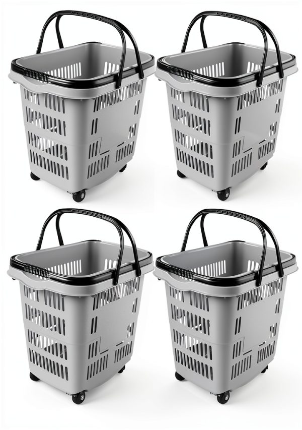 Retail Shopping Basket 4‑Piece Plastic with Wheels by Innouse-5