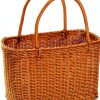 Shapeazy Rustic Plastic Woven Market Basket Brown Rectangular 7.9"-6