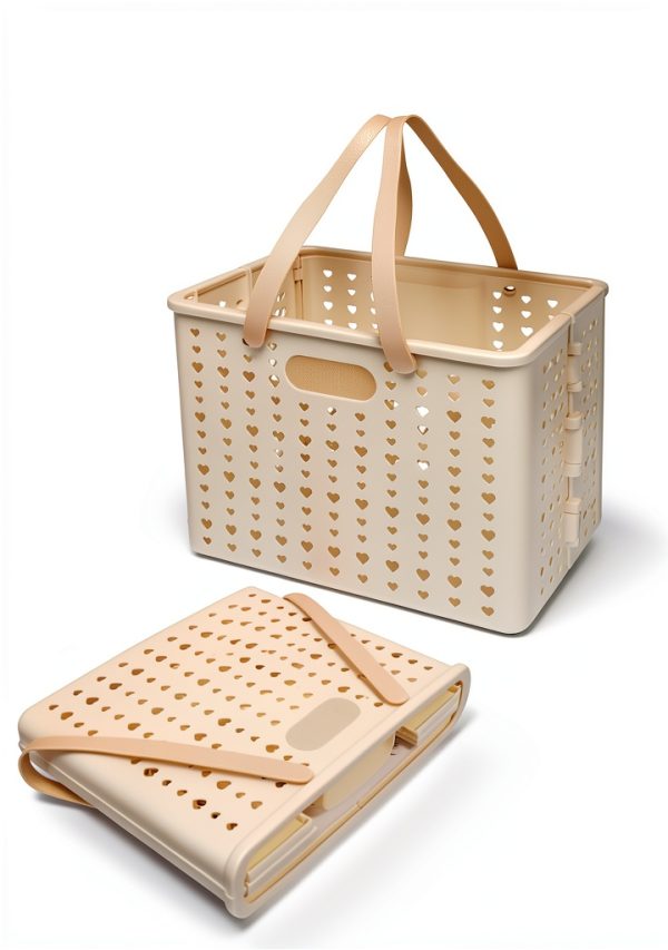 MNKXL White Collapsible Shopping Basket 18L Rectangular Modern Plastic-1