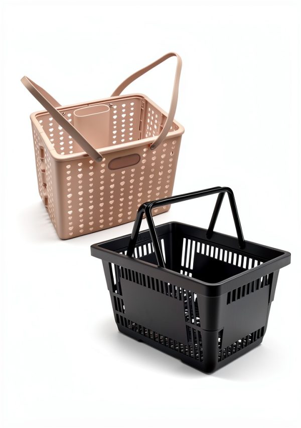 MNKXL White Collapsible Shopping Basket 18L Rectangular Modern Plastic-2
