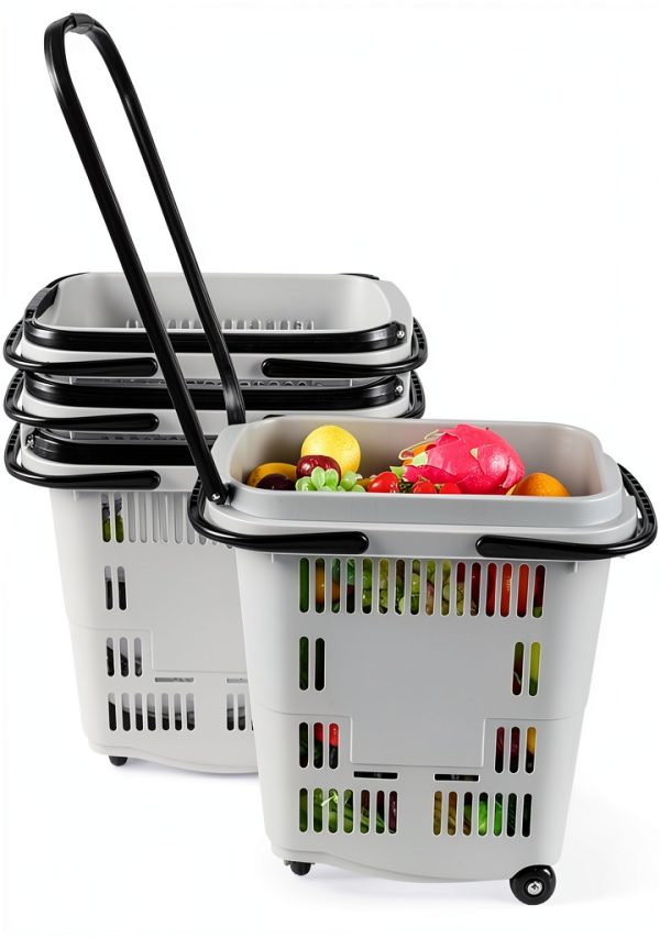 Retail Shopping Basket 4‑Piece Plastic with Wheels by Innouse-3