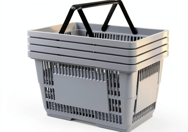 Shopping Basket 28L Gray 4-Pack by Morcte with Foldable Handles-6