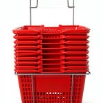 Only Hangers Red Plastic Retail Shopping Basket Set with Metal Stand-0
