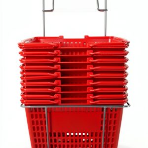 Only Hangers Red Plastic Retail Shopping Basket Set with Metal Stand-0