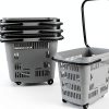 50 Liter Plastic Shopping Basket 4 Pack Gray Kekow Wheels Long Handle-0