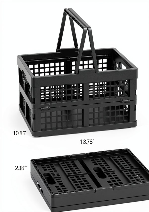 Zopnny Foldable Plastic Grocery Basket Set 2 Pieces 13.78x10.63x7.48-1