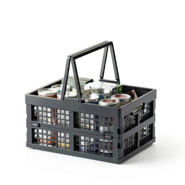 Zopnny Foldable Plastic Grocery Basket Set 2 Pieces 13.78x10.63x7.48-5