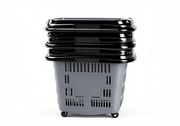 Teyyvn Plastic Rolling Basket 2 Handles 2 Shelves 4 Wheels Nestable-6