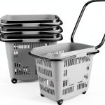 Retail Shopping Basket 4‑Piece Plastic with Wheels by Innouse-0