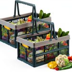 Collapsible Plastic Storage Bin Senhuok Blue Grey Border 2 Piece Set-0