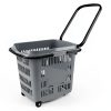 Teyyvn Plastic Rolling Basket 2 Handles 2 Shelves 4 Wheels Nestable-1