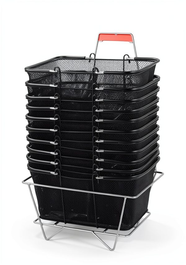 Store Supply Warehouse Black Mesh Basket Kit with Stand 17x12x7-0