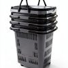 50 Liter Plastic Shopping Basket 4 Pack Gray Kekow Wheels Long Handle-3