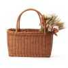 Shapeazy Rustic Plastic Woven Market Basket Brown Rectangular 7.9"-3