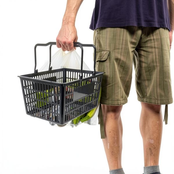 Healifty Plastic Shopping Basket Dark Grey 39x29x20 cm Retail Basket-3