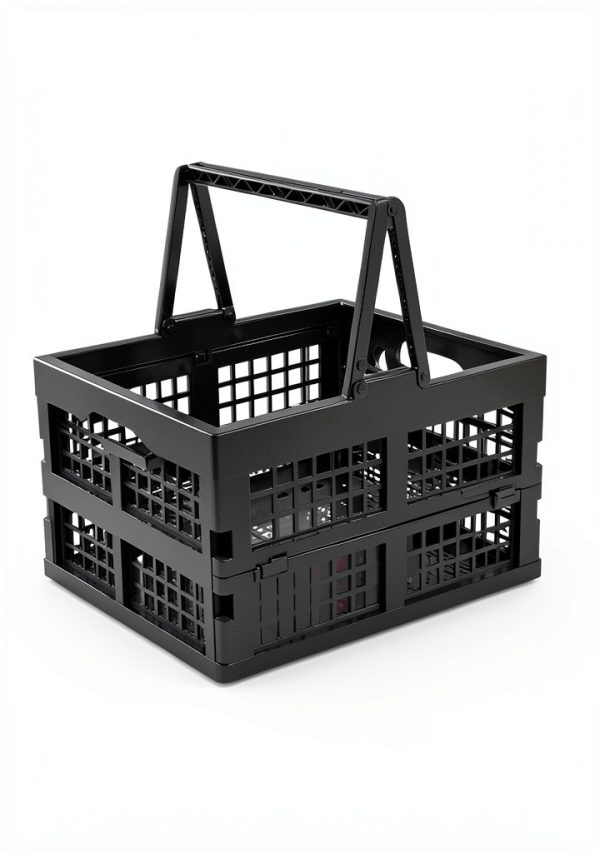 Zopnny Foldable Plastic Grocery Basket Set 2 Pieces 13.78x10.63x7.48-6