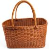 Shapeazy Rustic Plastic Woven Market Basket Brown Rectangular 7.9"-0