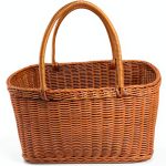 Shapeazy Rustic Plastic Woven Market Basket Brown Rectangular 7.9"-0