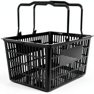 Healifty Plastic Shopping Basket Dark Grey 39x29x20 cm Retail Basket-0