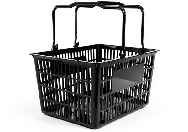 Healifty Plastic Shopping Basket Dark Grey 39x29x20 cm Retail Basket-0