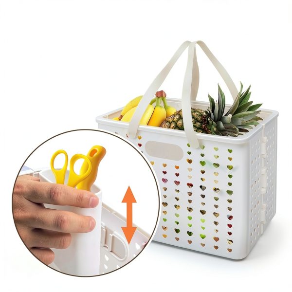 MNKXL White Collapsible Shopping Basket 18L Rectangular Modern Plastic-3