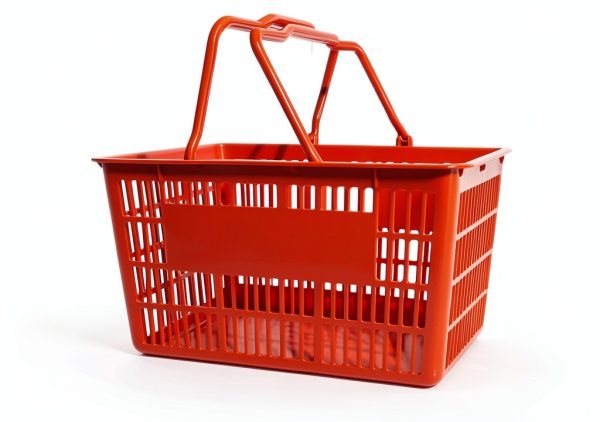 Only Hangers Red Plastic Retail Shopping Basket Set with Metal Stand-1