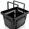 FAHKNS Plastic Shopping Basket 12pcs Black Retail with Flat Handles-3
