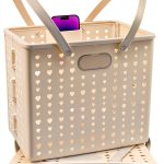 MNKXL White Collapsible Shopping Basket 18L Rectangular Modern Plastic-0