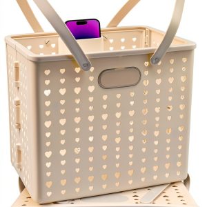 MNKXL White Collapsible Shopping Basket 18L Rectangular Modern Plastic-0