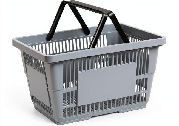 Shopping Basket 28L Gray 4-Pack by Morcte with Foldable Handles-1