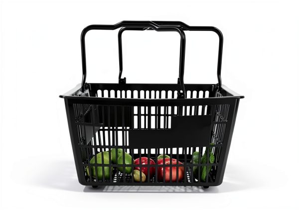 Healifty Plastic Shopping Basket Dark Grey 39x29x20 cm Retail Basket-4