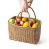 Shapeazy Rustic Plastic Woven Market Basket Brown Rectangular 7.9"-1