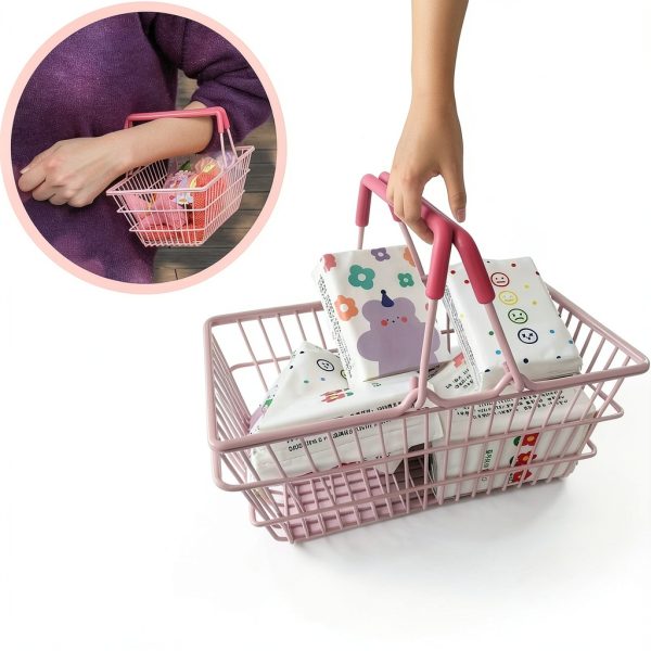 Gsycle Pink Iron Storage Basket Round Modern Design-4