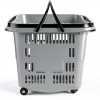 Teyyvn Plastic Rolling Basket 2 Handles 2 Shelves 4 Wheels Nestable-3