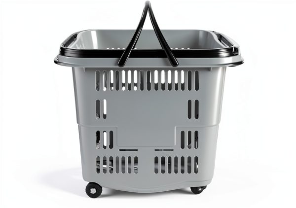 Teyyvn Plastic Rolling Basket 2 Handles 2 Shelves 4 Wheels Nestable-3