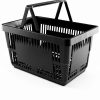 FAHKNS Plastic Shopping Basket 12pcs Black Retail with Flat Handles-4