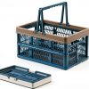 Collapsible Plastic Storage Bin Senhuok Blue Grey Border 2 Piece Set-2