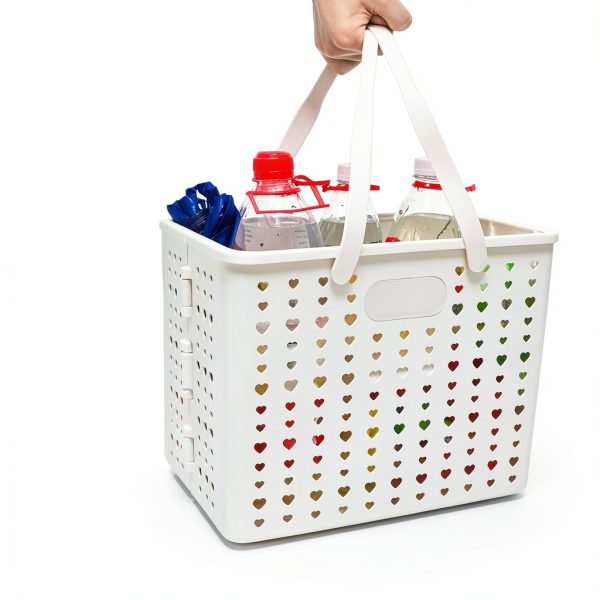 MNKXL White Collapsible Shopping Basket 18L Rectangular Modern Plastic-6