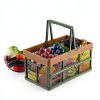 Plastic Storage Basket Senhuok Green Handle Round Basket001-1