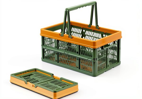 Plastic Storage Basket Senhuok Green Handle Round Basket001-3