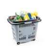 Teyyvn Plastic Rolling Basket 2 Handles 2 Shelves 4 Wheels Nestable-5