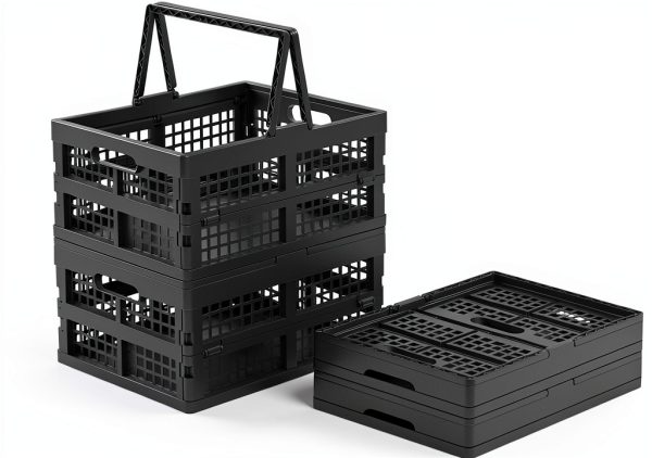 Zopnny Foldable Plastic Grocery Basket Set 2 Pieces 13.78x10.63x7.48-3
