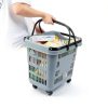 50 Liter Plastic Shopping Basket 4 Pack Gray Kekow Wheels Long Handle-5