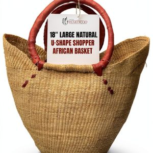 African Shopping Basket Africa Heartwood Project Leather Handle-0