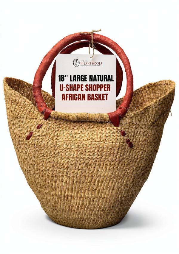 African Shopping Basket Africa Heartwood Project Leather Handle-0