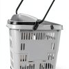 50 Liter Plastic Shopping Basket with Wheels, 4 Pack Large Rolling Baskets for Groceries, Gray-2