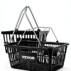 VEVOR Shopping Basket, Set of 12 Black, Durable PE Material with Handle and Stand, Basket Dimension 16.9"L x 11.8"W x 8.07"H and Used for Supermarket, Retail, Grocery- Holds 21 L of Merchandise-3