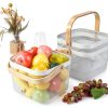 Roshtia 6 Pcs Metal Mesh Steel Basket with Handle, Square Wire Harvest Thanksgiving, Shopping Baskets for Retail Store Christmas Garden Bathroom Kitchen(8.46 x 8.46 x 6.5 Inch,White)-1